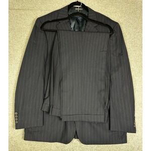 Superior Tailoring Mens Suit 42R Navy Blue Pinstripe Blazer Pants Set‎